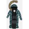 Baby Wolves Print Hooded One-Piece Snowsuit, Sage - Snowsuits - 3