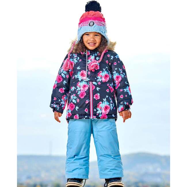 Baby Roses Print Hooded 2-Piece Snowsuit, Air Blue - Snowsuits - 3