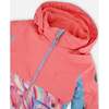 Color-Block Marble Print Detachable Hood 2-Piece Snowsuit, Coral & Air Blue - Snowsuits - 7