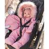 Baby Hooded One-Piece Snowsuit For Car Seat, Pink - Snowsuits - 2