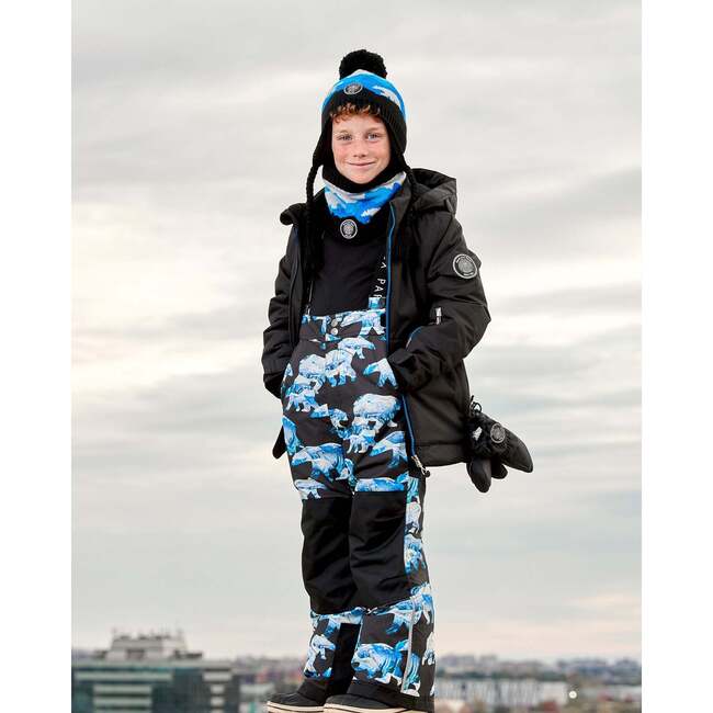 Bears Print Detachable Hood 2-Piece Snowsuit, Black & Blue - Snowsuits - 2