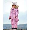 Baby Mini Flowers Print Hooded One-Piece Snowsuit, Rose - Snowsuits - 2