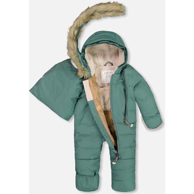 Baby Hooded One-Piece Snowsuit For Car Seat, Silver Pine - Snowsuits - 2