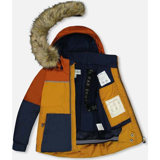 Color-Block Detachable Hood 2-Piece Snowsuit, Burnt Orange & Multicolors - Snowsuits - 3