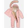 Baby Hooded One-Piece Snowsuit For Car Seat, Pink - Snowsuits - 3