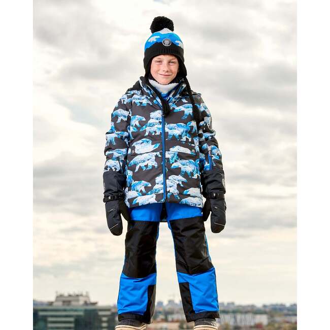 Bears Print Detachable Hood 2-Piece Snowsuit, Royal Blue - Snowsuits - 3