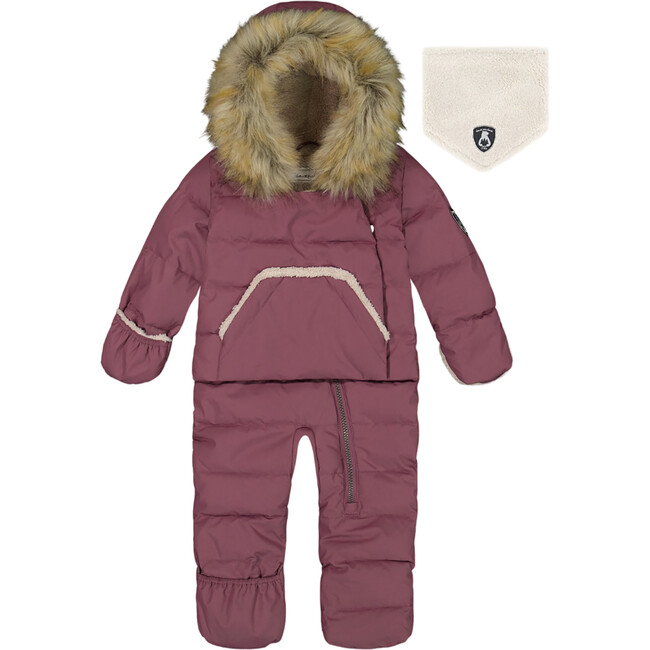 Baby Hooded One-Piece Snowsuit For Car Seat, Dark Purple