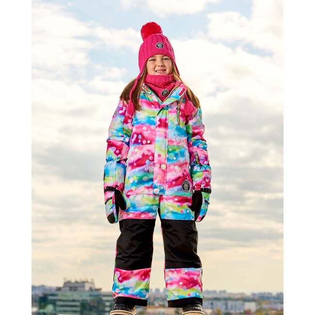 Bubbles Print Detachable Hood One-Piece Snowsuit, Multicolors - Snowsuits - 3