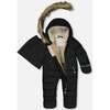 Baby Hooded One-Piece Snowsuit For Car Seat, Black - Snowsuits - 2