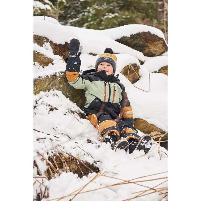 Color-Block Hooded 2-Piece Technical Snowsuit, Black, Sage & Spice - Snowsuits - 3