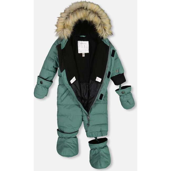 Baby Hooded One-Piece Snowsuit, Silver Pine - Snowsuits - 3