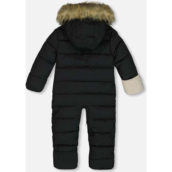 Baby Hooded One-Piece Snowsuit For Car Seat, Black - Snowsuits - 3