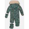 Baby Woodland Animals Print Hooded One-Piece Snowsuit For Car Seat, Sage - Snowsuits - 6