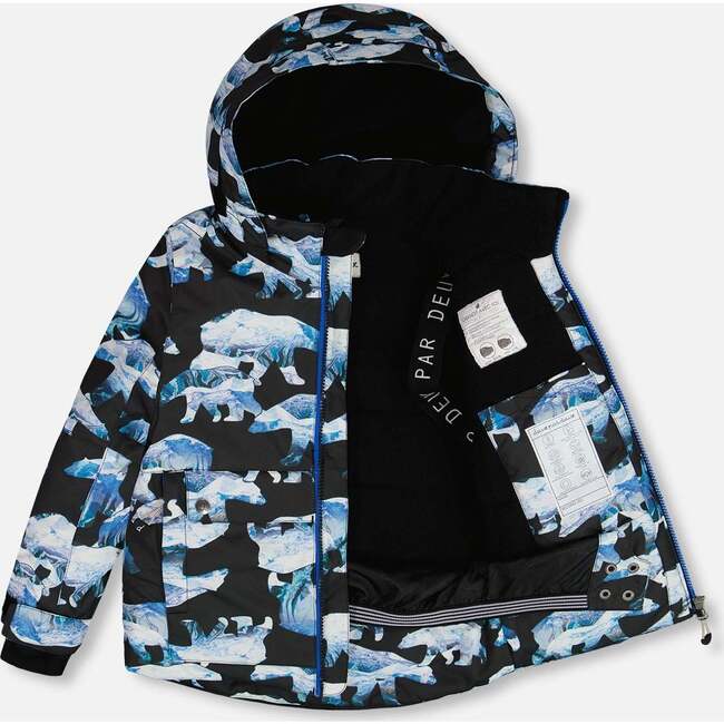 Bears Print Detachable Hood 2-Piece Snowsuit, Royal Blue - Snowsuits - 4