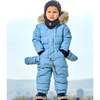 Baby Hooded One-Piece Snowsuit, Ash Blue - Snowsuits - 2