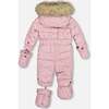 Baby Mini Flowers Print Hooded One-Piece Snowsuit, Rose - Snowsuits - 4