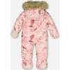 Baby Roses Print Hooded One-Piece Snowsuit For Car Seat, - Snowsuits - 4