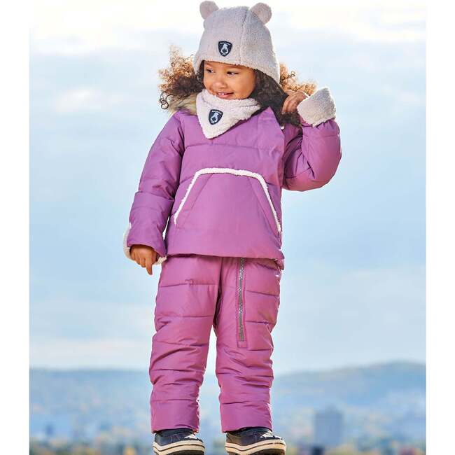 Baby Hooded One-Piece Snowsuit For Car Seat, Dark Purple - Snowsuits - 2