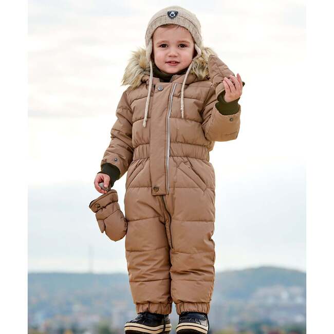 Baby Hooded One-Piece Snowsuit, Coffee - Snowsuits - 3