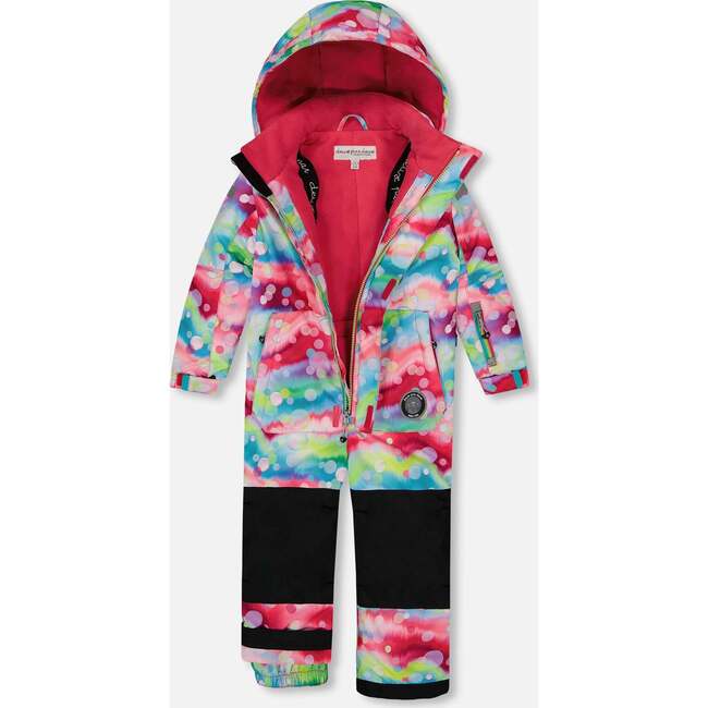 Bubbles Print Detachable Hood One-Piece Snowsuit, Multicolors - Snowsuits - 4