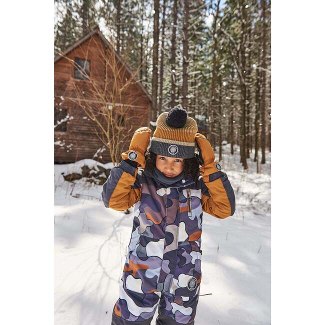 Camouflage Detachable Hood One-Piece Snowsuit, Dark Gray - Snowsuits - 3