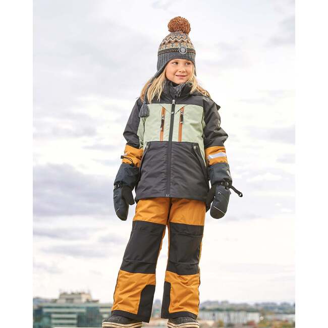 Color-Block Hooded 2-Piece Technical Snowsuit, Black, Sage & Spice - Snowsuits - 4