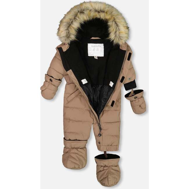 Baby Hooded One-Piece Snowsuit, Coffee - Snowsuits - 4