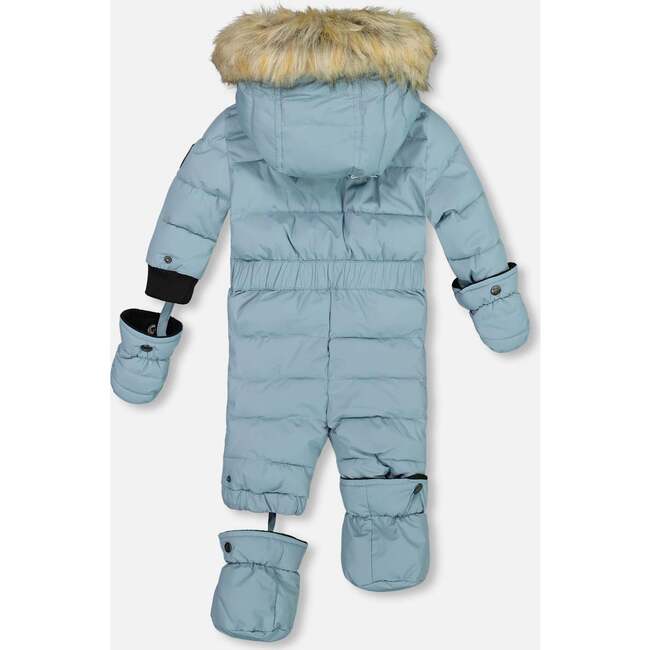 Baby Hooded One-Piece Snowsuit, Ash Blue - Snowsuits - 4