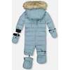 Baby Hooded One-Piece Snowsuit, Ash Blue - Snowsuits - 4