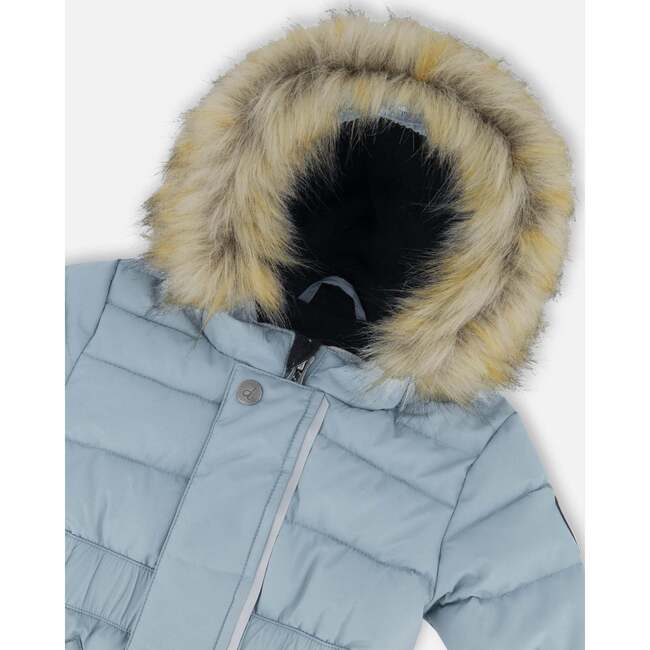 Baby Hooded One-Piece Snowsuit, Ash Blue - Snowsuits - 5