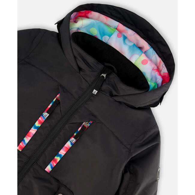 Bubbles Print Hooded 2-Piece Technical Snowsuit, Black - Snowsuits - 7