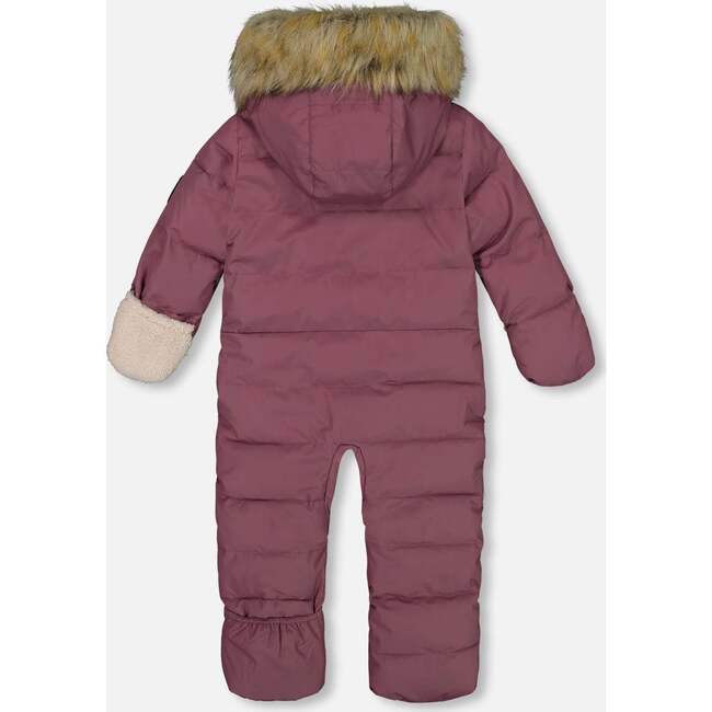 Baby Hooded One-Piece Snowsuit For Car Seat, Dark Purple - Snowsuits - 4