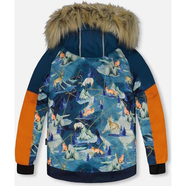 Animals & Glaciers Print Detachable Hood 2-Piece Snowsuit, Majolica Blue - Snowsuits - 4