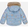 Baby Bear Face & Doe Print High-Waist Overall 2-Piece Snowsuit, Blue - Snowsuits - 4