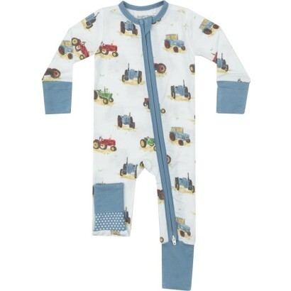 Vintage Tractors 2 Way Zipper Romper, Blue