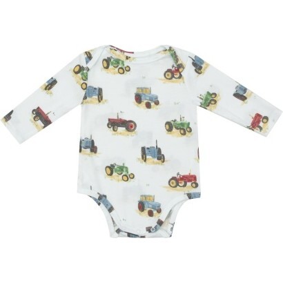 Vintage Tractors Bodysuit, Blue