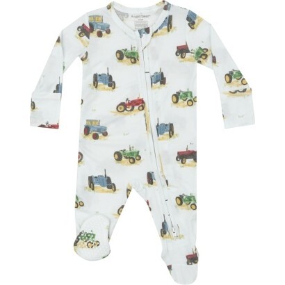 Vintage Tractors 2 Way Zipper Footie, Blue