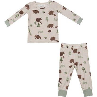 Sweet Brown Bears L/S Loungewear Set, Beige