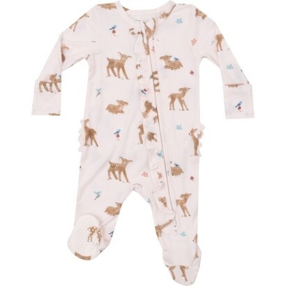 Soft Deer 2 Way Zipper Footie, Pink