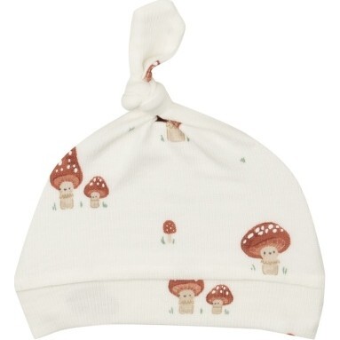 Mushrooms Knotted Hat, White