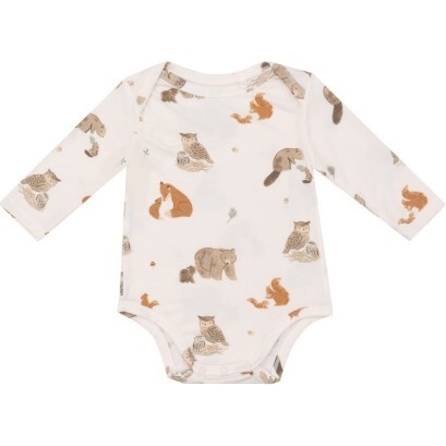 Mixed Woodland Animals Bodysuit, Pink