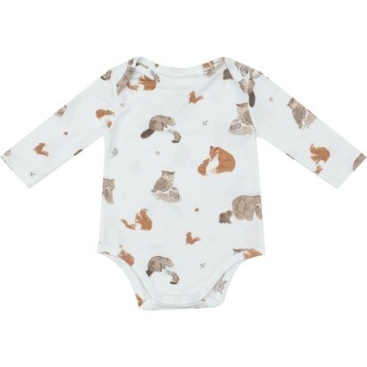 Mixed Woodland Animals Bodysuit, Blue