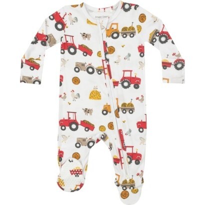 Happy Tractors 2 Way Zipper Footie, Red