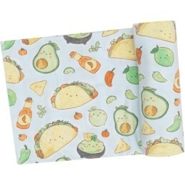 Happy Tacos Swaddle Blanket, Blue