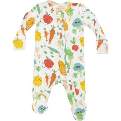 Fall Veggies 2 Way Zipper Footie, Green