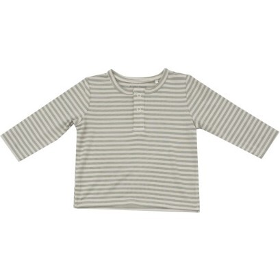 Desert Sage Stripe L/S Raglan Henley, Green