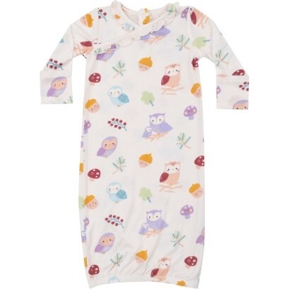 Cute Owls  Kimono Gown, Light Purple