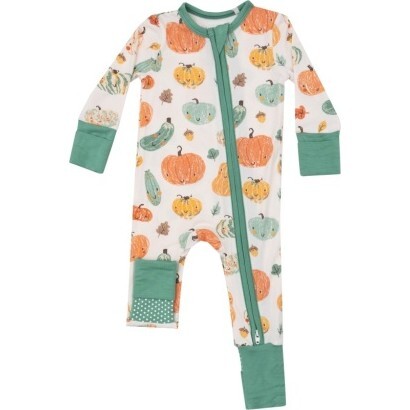 Crayon Pumpkins 2 Way Zipper Romper, Orange