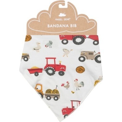 Happy Tractors Bandana Bib, Red