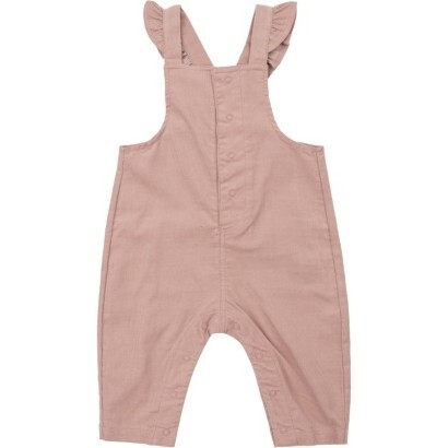 Cord Misty Rose Front Pocket Ruffle Overall, Rose